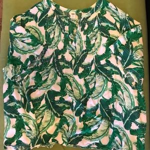 Top with palm leaf print
